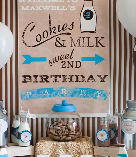Vintage Milk and Cookies Party Printable Welcome Sign - 20" x 30"